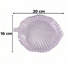 Transparent leaf glass platter, 20 by 16 cm, for home serving