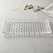 Clear 11 inch glass tray for serving fruit, dessert and starters
