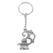Om with Shivling keychain attached to keyring for keys