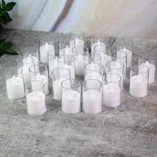 Transparent glass holder on battery-operated LED tealight candle