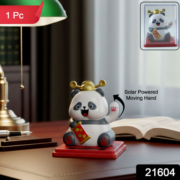Cute waving panda solar toy showing hand motion
