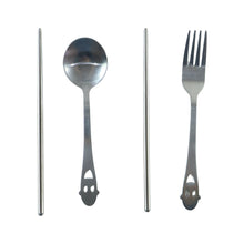 Eco friendly reusable utensils with spoon, fork and chopsticks