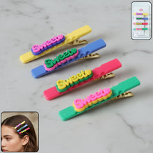 Set of four Sweet text multicolor hair clips for girls