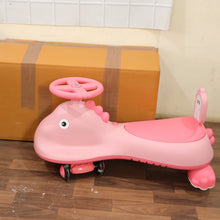 Kids swing scooter car with music and pink shark design
