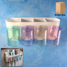Wall mounted toothbrush holder with 4 inverted cups for hygienic drying