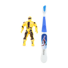 Manual toothbrush and robot toy pack encouraging good oral hygiene in kids
