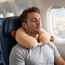 Soft plush cat pillow for flights, trains and road trips