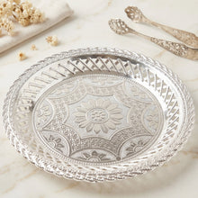 Silver serving tray white bg