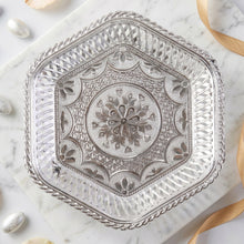 Silver tray floral pattern detail