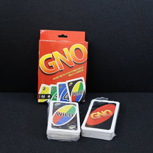 GNO card game box containing 112 cards for color and number matching game