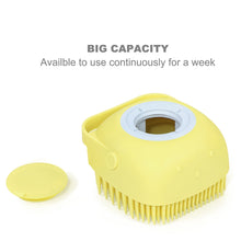 Silicone massage bath brush with shampoo dispenser, ideal for stimulating blood circulation.