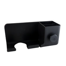 Wall mounted hair dryer stand with organizer shelf in dressing area