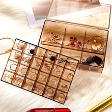 2-layer clear acrylic jewelry box with 30 compartments, perfect for organizing earrings and rings.