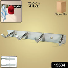Close-up of stainless steel hooks for bathroom towels and robes
