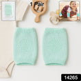 Mint green toddler wool knit knee protector leg warmer on white background
