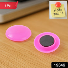 Blush round pink board magnet button holding papers on whiteboard