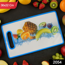 Vibrant fruit splash design kitchen cutting board with handle