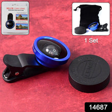 Clip-on wide-angle selfie lens attached to smartphone front camera