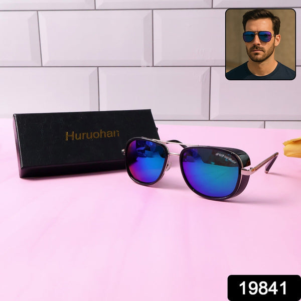 Polarized aviator sunglasses featuring blue mirror lenses and stylish metal frame