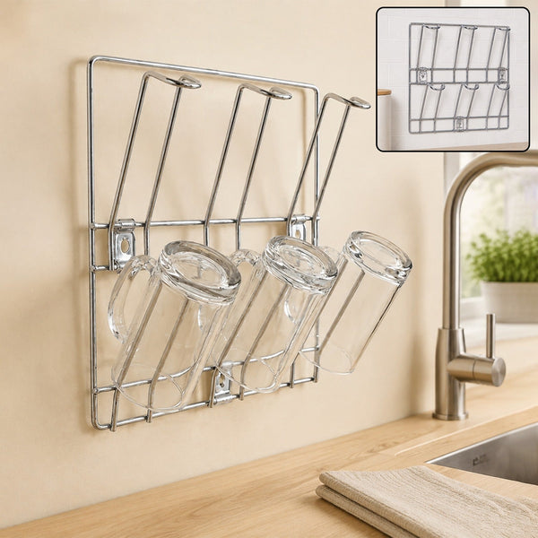Stainless Steel Mug Holder Rack – Space-Saving Kitchen Organizer