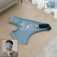 Front view of reusable anti fog face mask with transparent eye shield and big size
