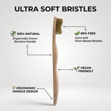 Soft Bristle Bamboo Toothbrush, Eco-Friendly Wooden Toothbrush with Green Bristles (1 Pc)