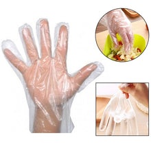 A hand wearing a transparent disposable clear glove, demonstrating its comfortable fit.