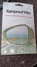Product image of the car mirror anti fog film, ready for installation.
