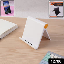 Side angle view of foldable mobile stand displaying compact fold-flat design