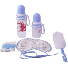 Baby feeding bottle set on white background