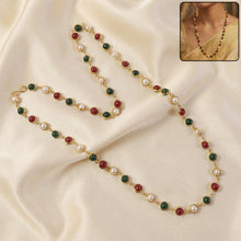 Traditional Multicolor Beaded Pearl Necklace with Red & Green Stone (1 Pc)