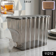 Side view of a 3.6L plastic beverage dispenser with easy-pour tap for cold drinks