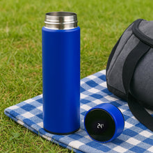 Blue insulated water bottle suitable for backpackers and travellers