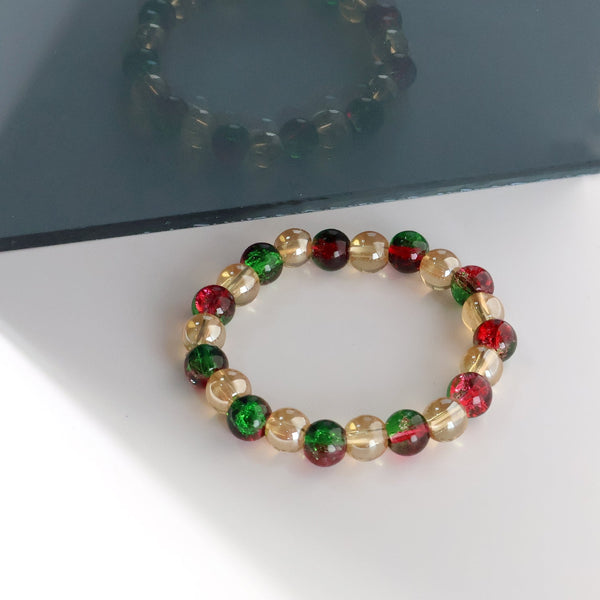 Stylish women's multicolor bead stretch bracelet with elastic band