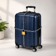 Luggage security chain being used for travel safety