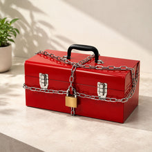 Luggage chain lock detail with strong metal links
