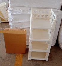 The bedroom closet organizer with multiple layers for efficient storage of garments.
