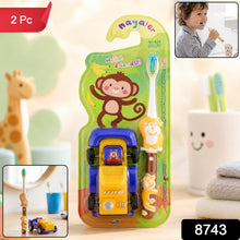 Cartoon toothbrush set for kids with fun toy topper