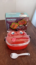 Froggy-shaped leakproof lunch box for kids, perfect for packed meals.