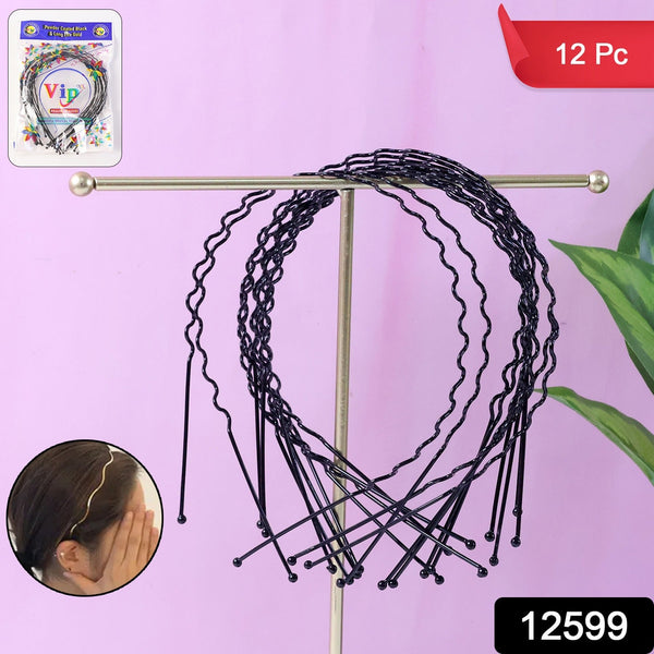 Close-up view of flexible metal wave hair band with anti-slip grip