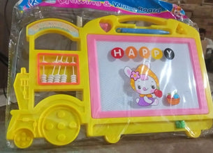 Packaging of the educational bus shape drawing board for kids.