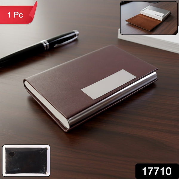 Compact professional business card holder with elegant exterior finish