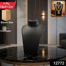 Side view of black necklace display stand mannequin bust enhancing jewellery details in India