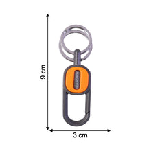Close-up of the durable metal texture of the heavy-duty keychain