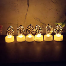 Decorative leaf flameless LED candle lights for ambient home décor