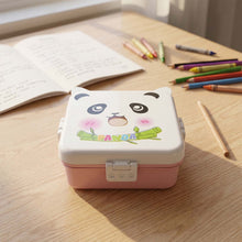 Plastic panda lunch box for kids with two compartments