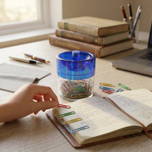 Transparent magnetic paper clip holder for clutter-free desk organization