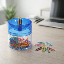 Compact magnetic clip storage container for desk organization