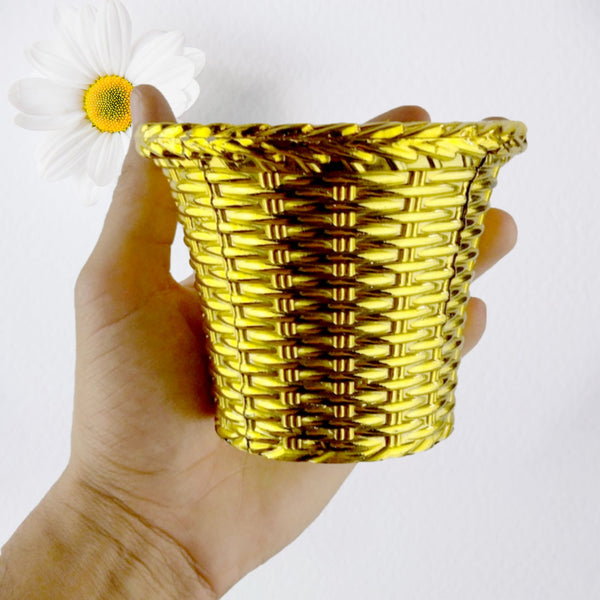 Valencia plastic flower pot shown in outdoor garden setting