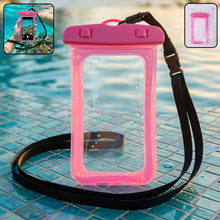 Pink waterproof mobile pouch cover with transparent front and back for phones up to 7